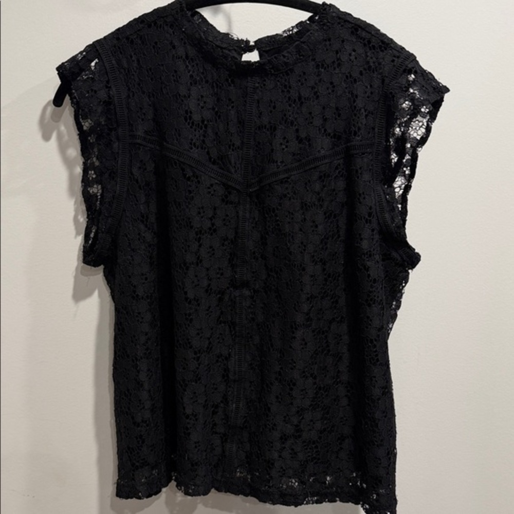 Nanette Lepore Black Lace Cap Sleeve Blouse